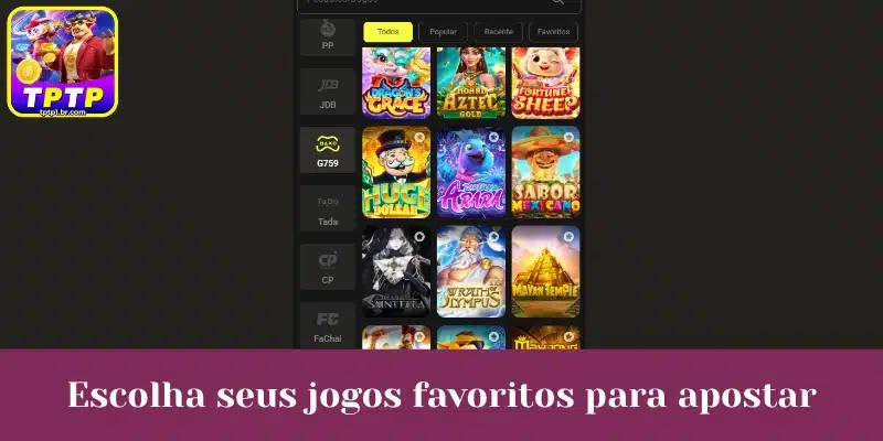 Escolha seus jogos favoritos para apostar