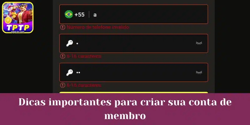 Dicas importantes para criar sua conta de membro