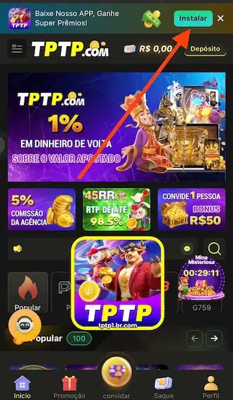 Vá no site da TPTP e toque no botão de "Instalar".
