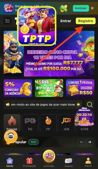 você vai ver o botão “REGISTRO” lá no alto